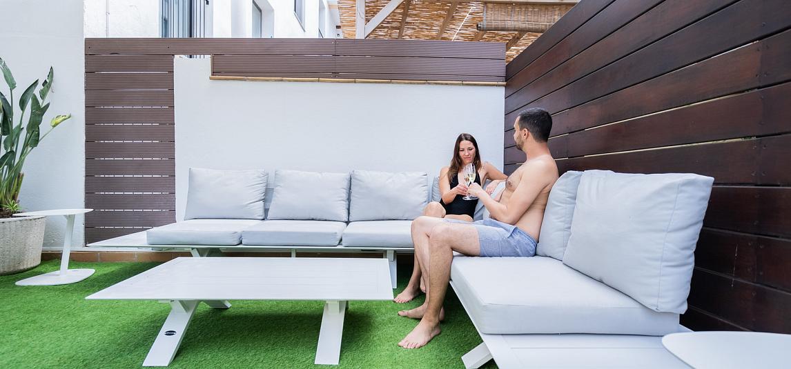 Terrace and pools of Neptuno Hotel & Spa